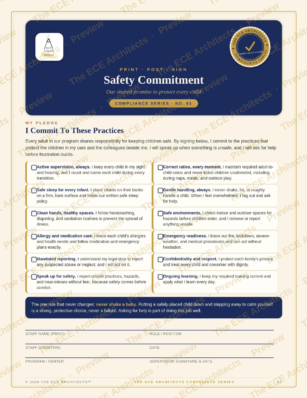 Safety Commitment · Free/ The Compliance Series™ · Free
