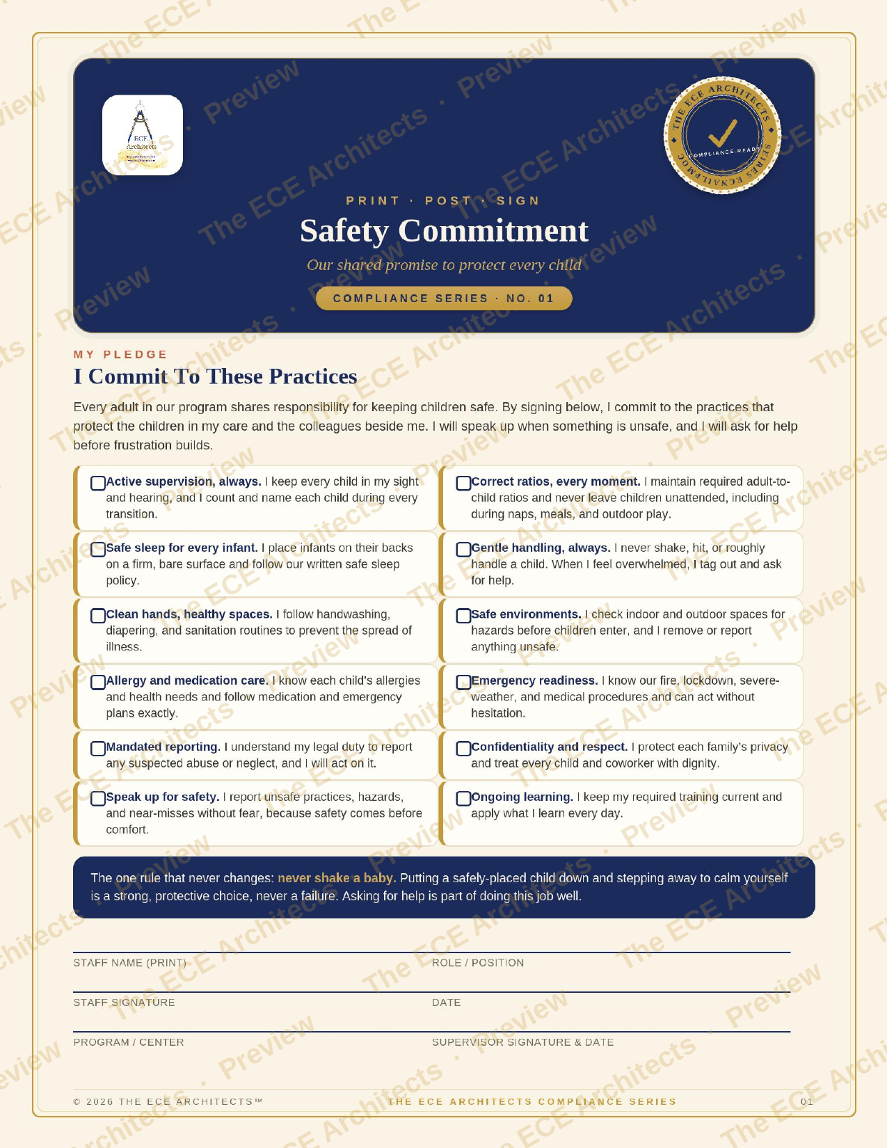 Safety Commitment · Free/ The Compliance Series™ · Free