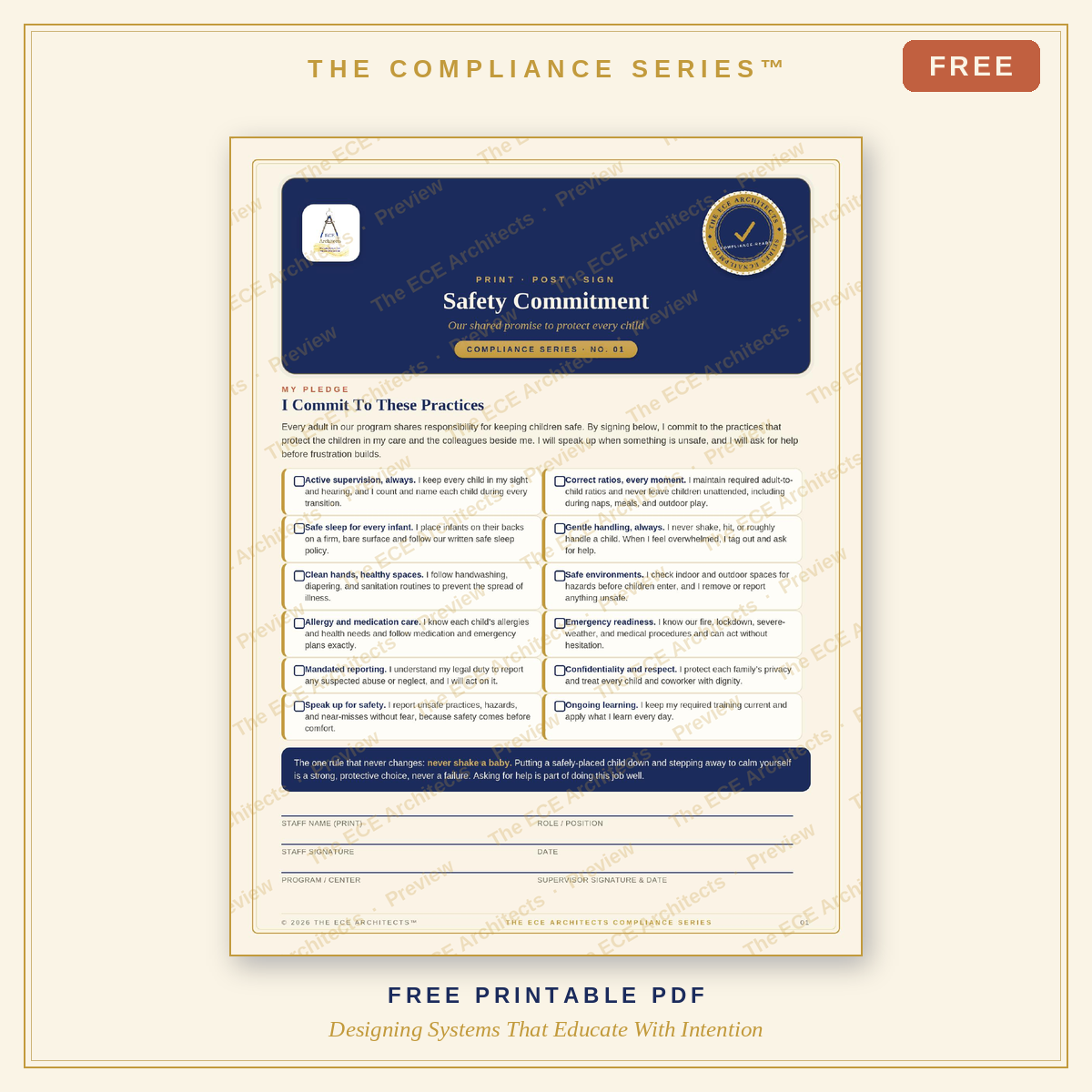 Safety Commitment · Free/ The Compliance Series™ · Free