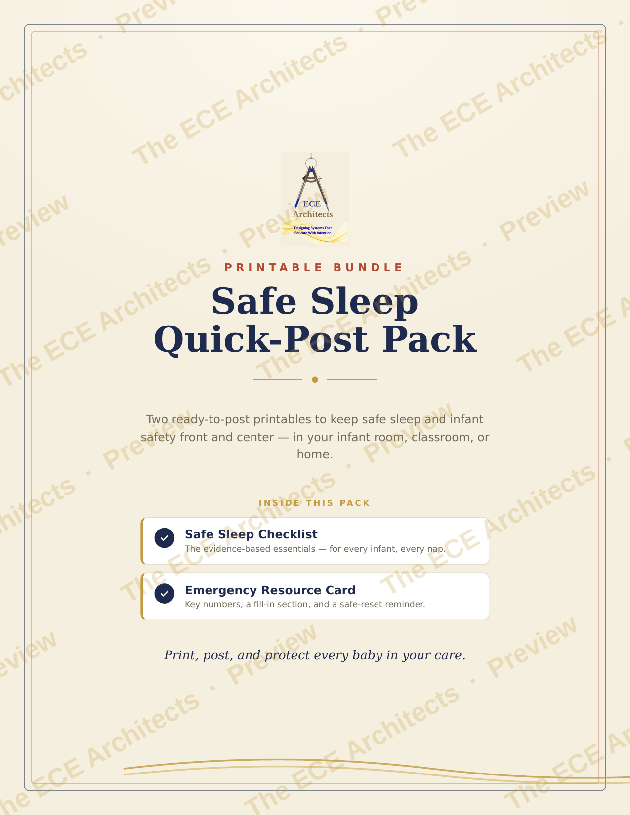 Safe Sleep Quick-Post Pack — Printable Infant Safety Bundle
