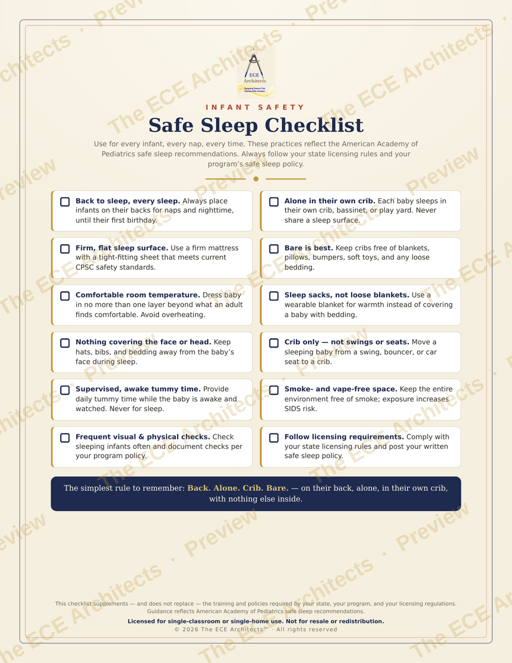 Safe Sleep Quick-Post Pack — Printable Infant Safety Bundle