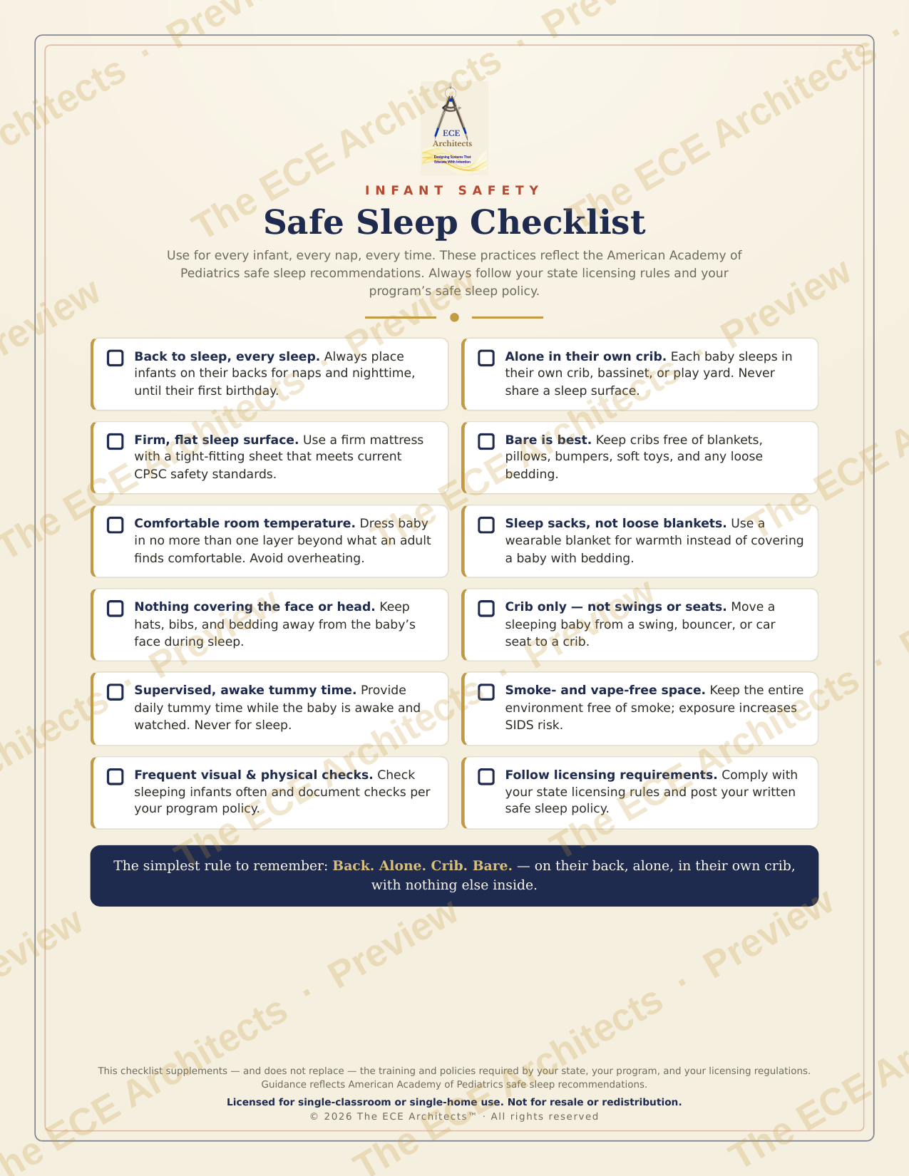 Safe Sleep Quick-Post Pack — Printable Infant Safety Bundle
