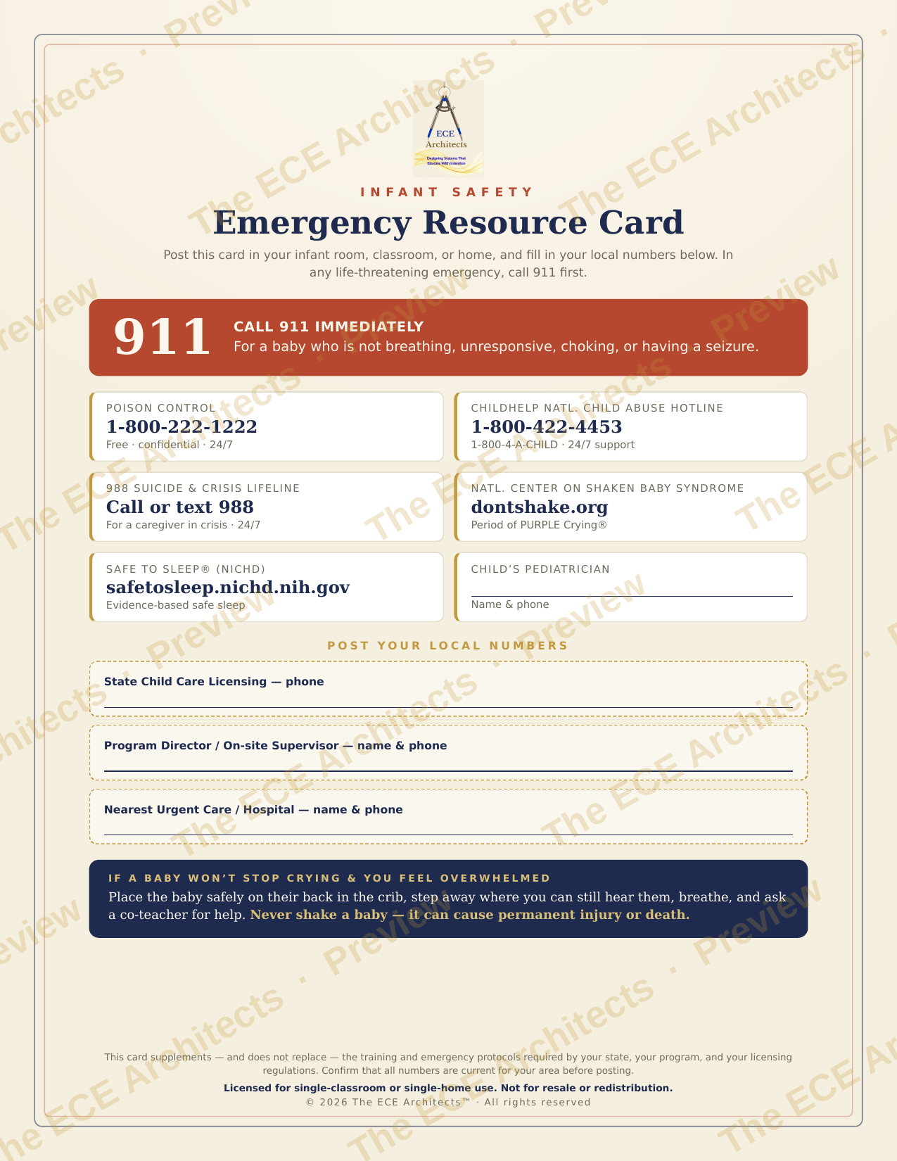 Safe Sleep Quick-Post Pack — Printable Infant Safety Bundle